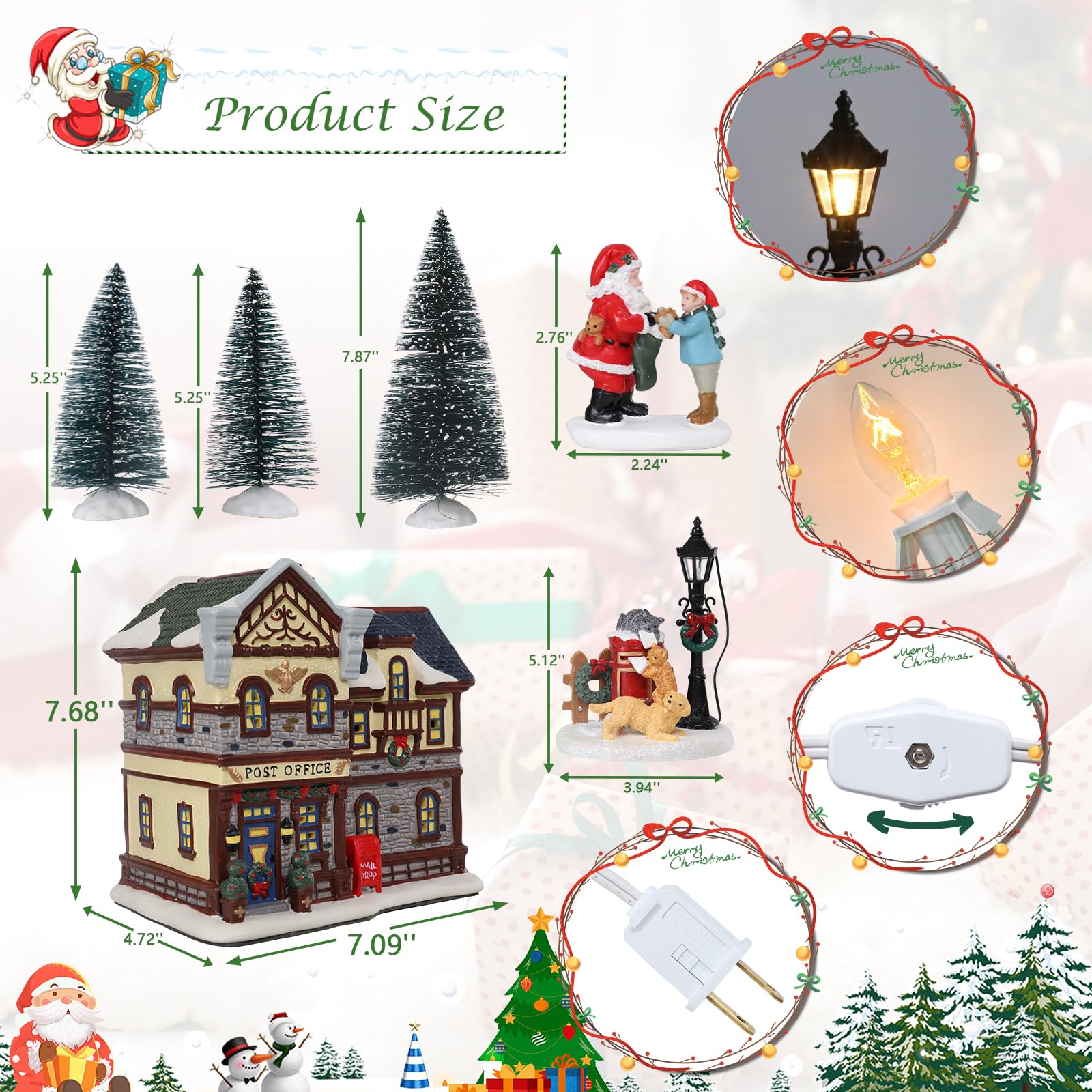 Amazon.co.jp: クリスマスビレッジハウスライト付き屋内装飾ポスト